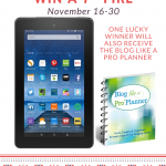 Fire Tablet and Planner Giveaway at ComoBlog.com Nov 16-30